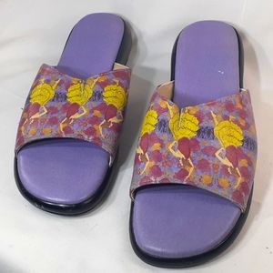 Jcon leather sandals purple yellow and pink